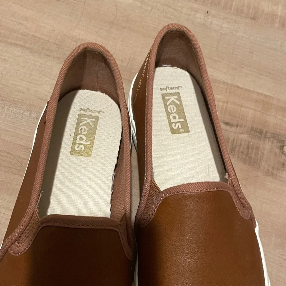 Keds Tan Leather Slip-Ons - Picture 2 of 5
